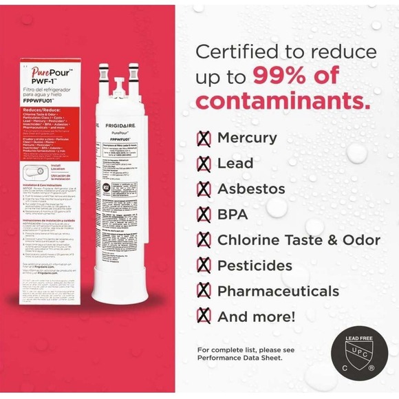 1 Pack Frigidaire PWF-1 FPPWFU01 Refrigerator PurePour Water&Ice Filter New - Picture 8 of 8